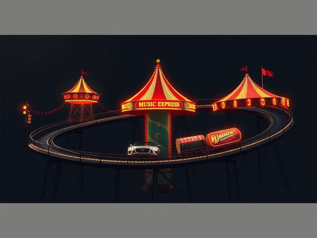 Himalaya / Music Express carnival ride illustration