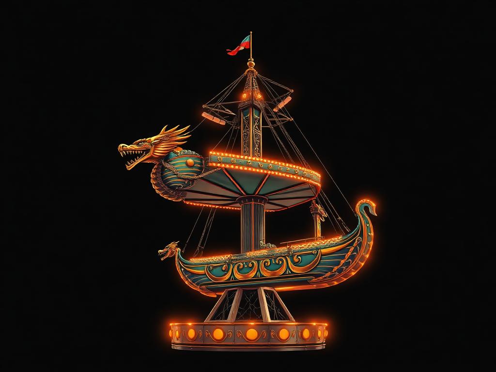 Pharaoh's Fury / Sea Dragon (Large) carnival ride illustration