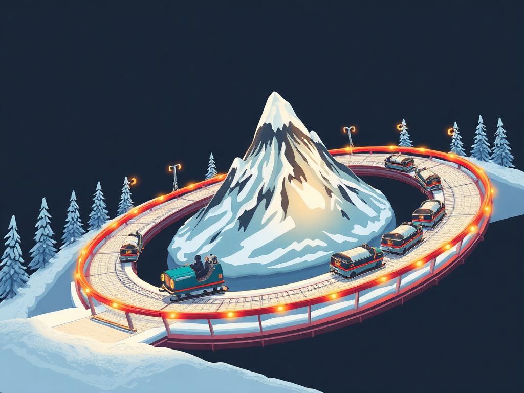 Polar Express / Alpine Bobs carnival ride illustration