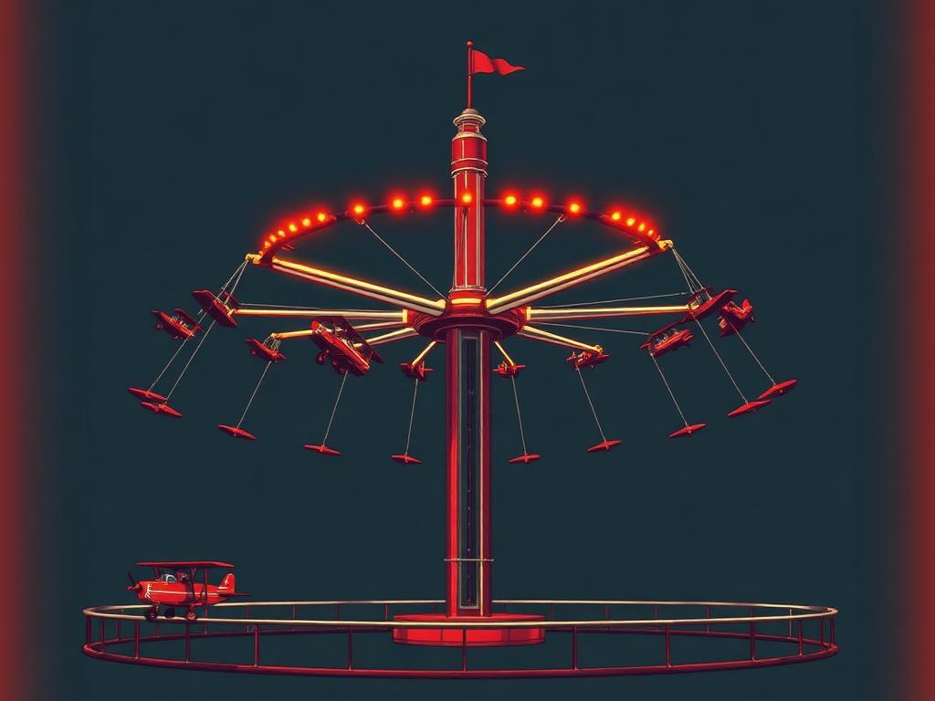 Red Baron (Mini Planes) carnival ride illustration