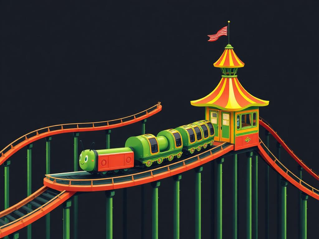 Wacky Worm / Dragon Coaster carnival ride illustration