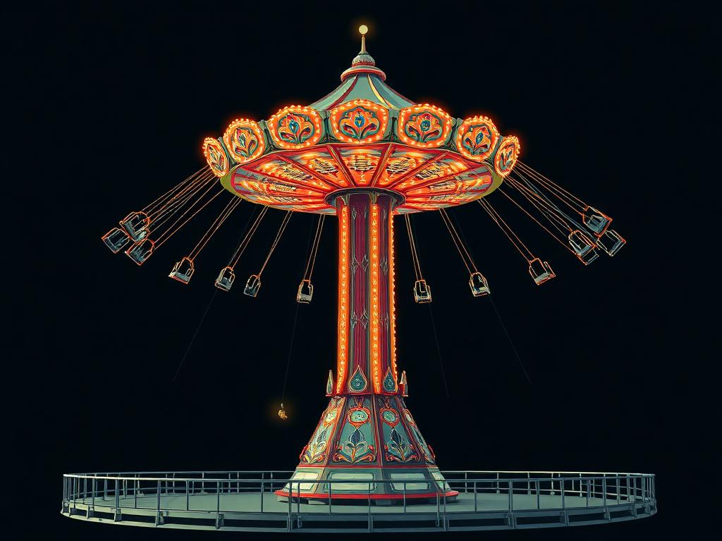 Wave Swinger / YoYo carnival ride illustration